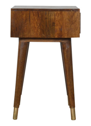 Chestnut Brass Cut out Bedside