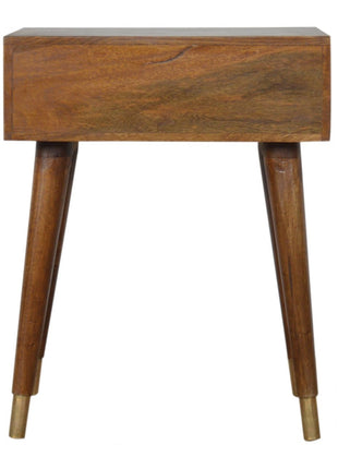 Chestnut Brass Cut out Bedside