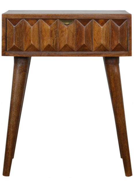 Carved Chestnut Bedside