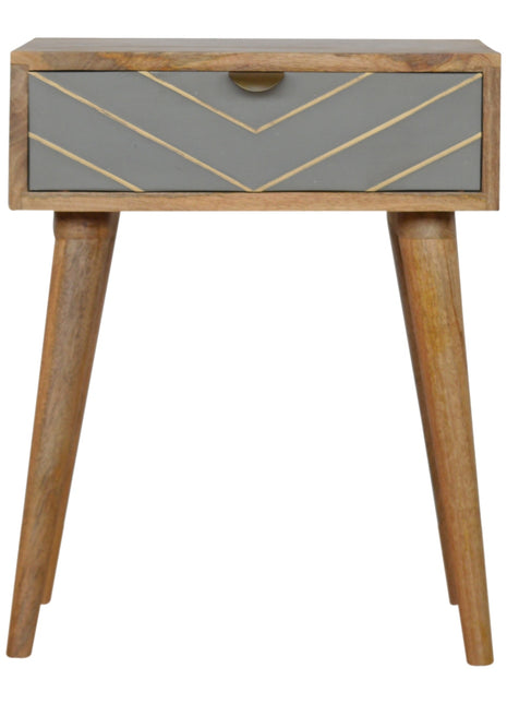 Sleek Cement Brass Inlay Bedside