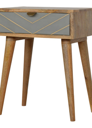 Sleek Cement Brass Inlay Bedside