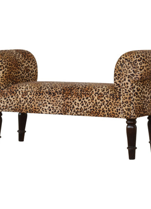 Leopard Print Velvet Bench