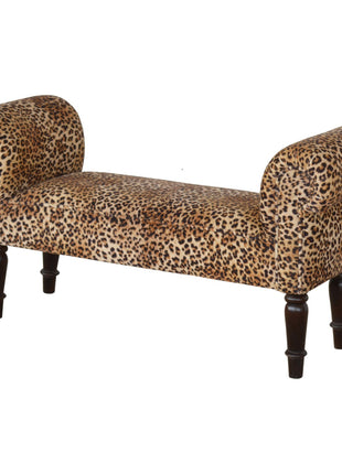 Leopard Print Velvet Bench