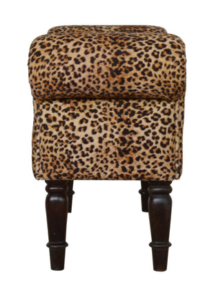 Leopard Print Velvet Bench