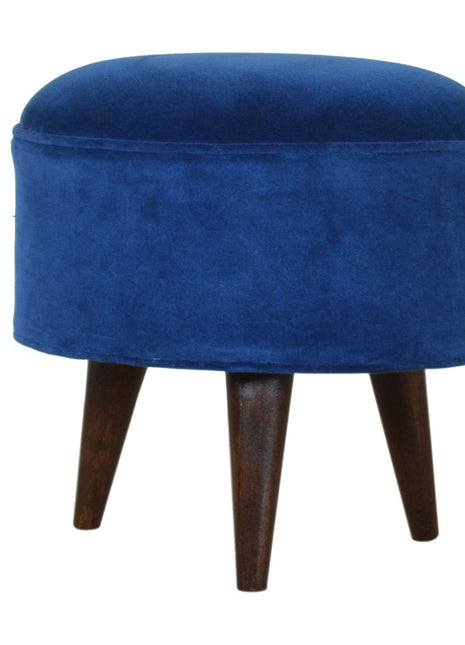 Royal Blue Velvet Nordic Footstool