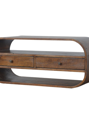 Chestnut Curved Edge Media Unit with 2 Drawers