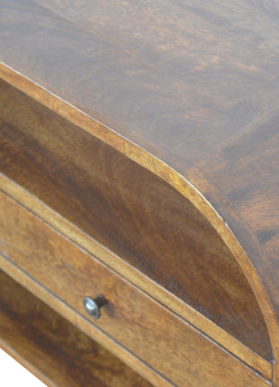 Chestnut Curved Edge Media Unit with 2 Drawers