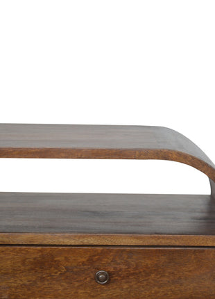 Chestnut Curved Edge Media Unit with 2 Drawers
