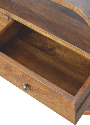 Chestnut Curved Edge Media Unit with 2 Drawers