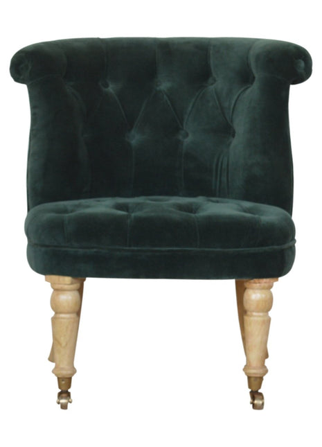 Silla decorativa de terciopelo esmeralda