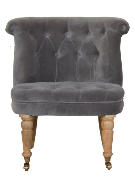 Silla decorativa de terciopelo gris