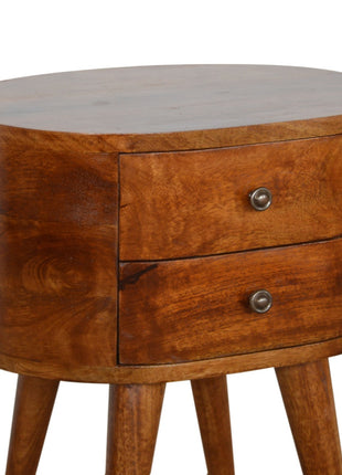 Chestnut Rounded Bedside Table