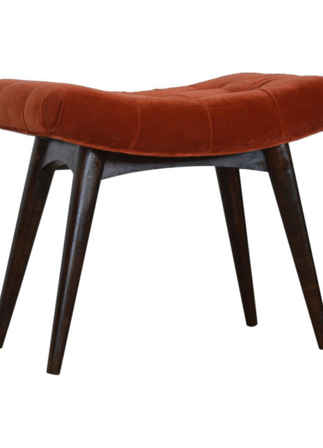 Brick Cotton Velvet Curve Bench