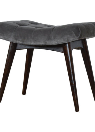 Grey Cotton Velvet Curved Bench