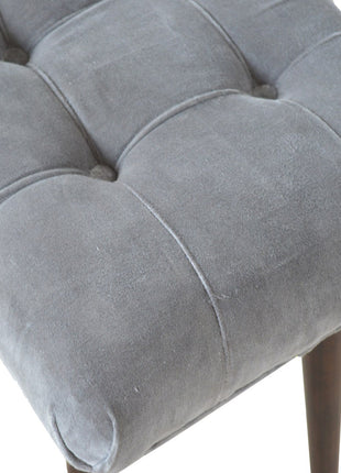 Grey Cotton Velvet Curved Bench